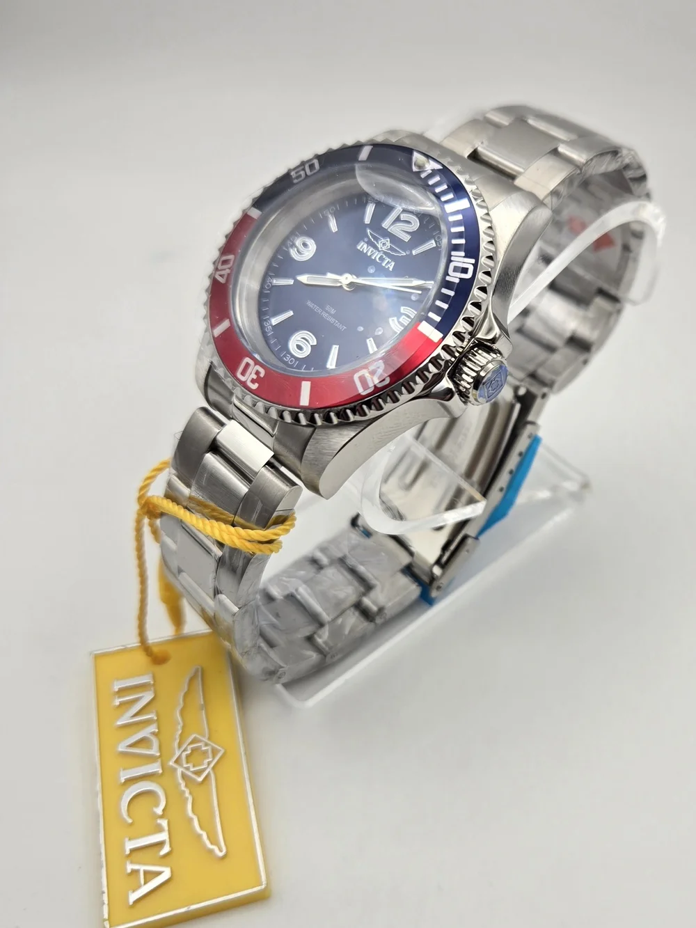 Invicta 69482 Men's Quartz Watch Blue Dial Red Rowan Pepsi Stainless Steel New